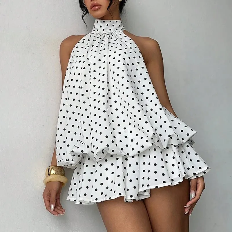 French Style Solid Color Halter Dress Women Sleeveless Off Shoulder Backless A Line Mini Dress Spicy Girl Beach Vacation Dresses