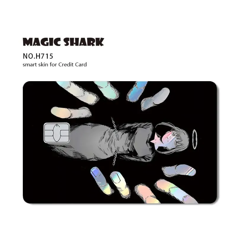 1pc Front Cool Anime Evil Holographic Laser Shinny Film Skin Sticker Cover for Debit Bank Credit Card