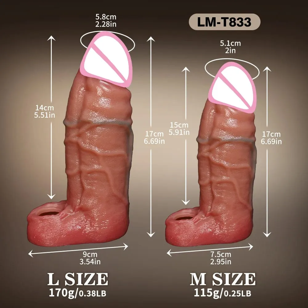 Männer-Sexspielzeug, wiederverwendbar, realistisch, dehnbar, Silikon-Penisring, Penisring, Verzögerung der Ejakulation, Samen-Verschlussring, Sexspielzeug für Männer, Penishülle, weicher Penisdildo, Verschlussring und realistische Texturhülle, Penisring, Penis, geeignet für Männer, Paare