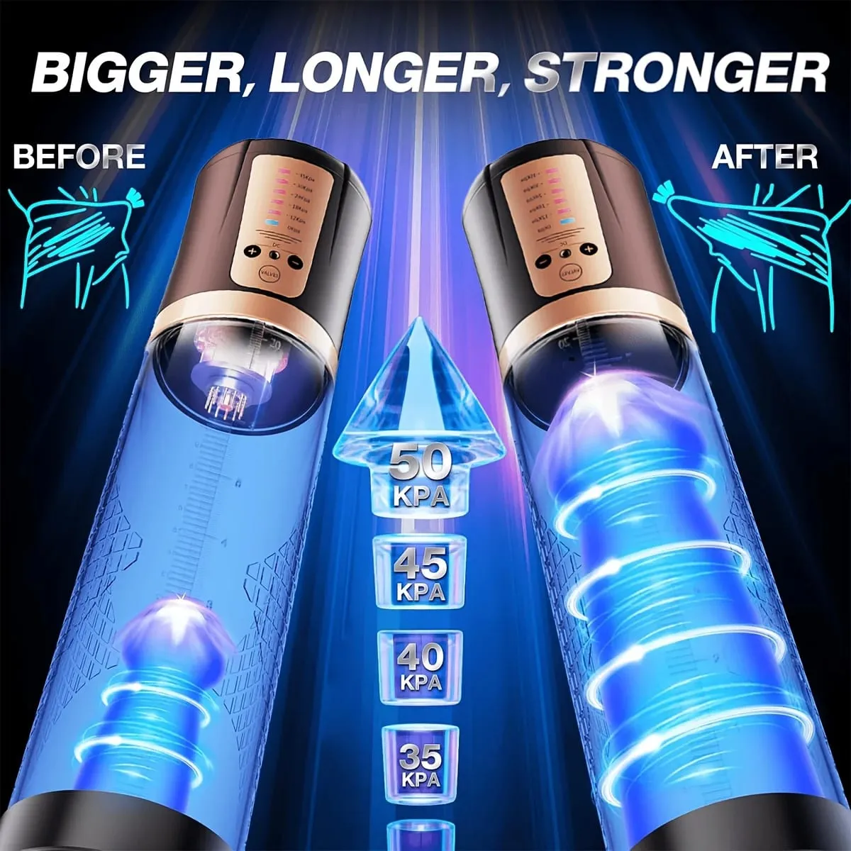 Automatic Electric Penis Pump Trainer Toy Male Self-pleasure Device with 3 Rings Suction Modes Ideal for Adult Men Sex Toys 18+