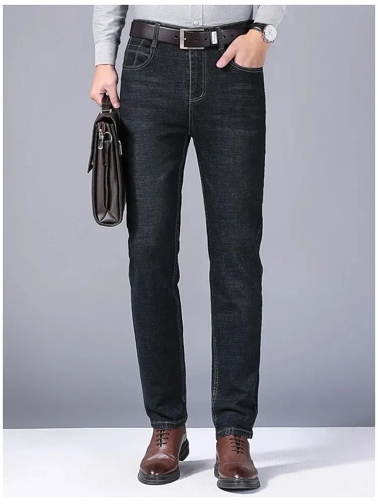 Jean droit pour hommes, pantalon Slim, extensible, confortable, doux, en Denim, vêtements de marque, nouvelle collection 2024