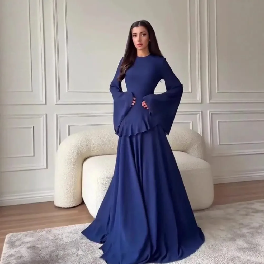 MaxiชุดสตรีSlim Fit Vestidosรอบคอแขนยาวแน่นเอวElegant 2024 ฤดูใบไม้ร่วงหญิงElegantชุดยาว