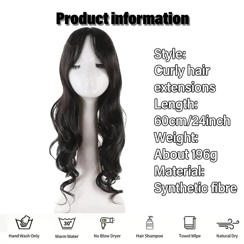Voluminous Curly Synthetic Fiber Wig Topper – No Cap Needed BB Clips Secure Add Length & Body for Commute or Events