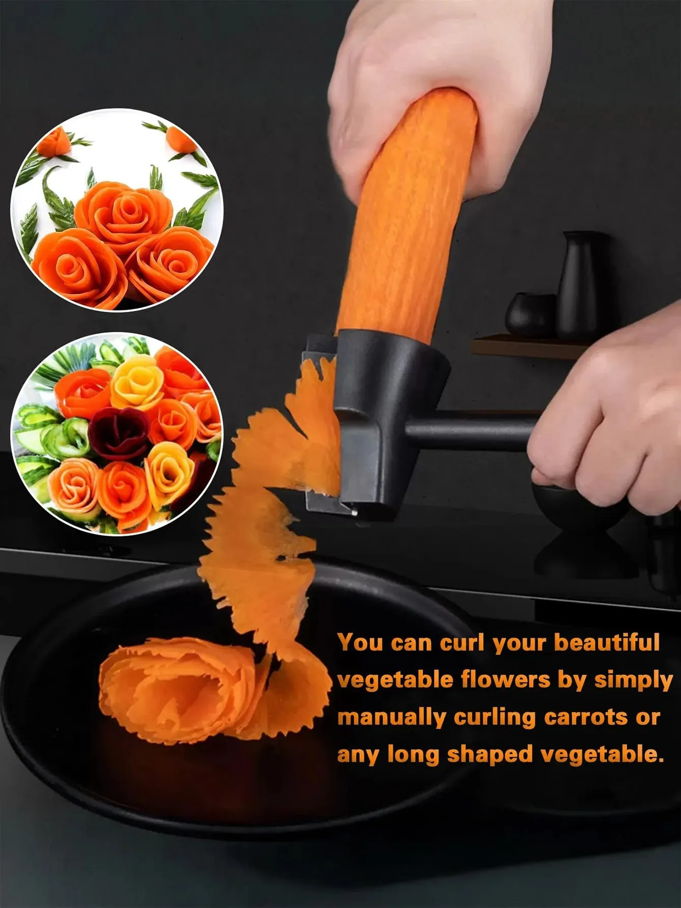Vegetable Curler Peeler Fruit Carving Tools Carrot Sharpener for Garnishing Design Cutting Slicer Shaver for Carrots Vegetables — image 5
