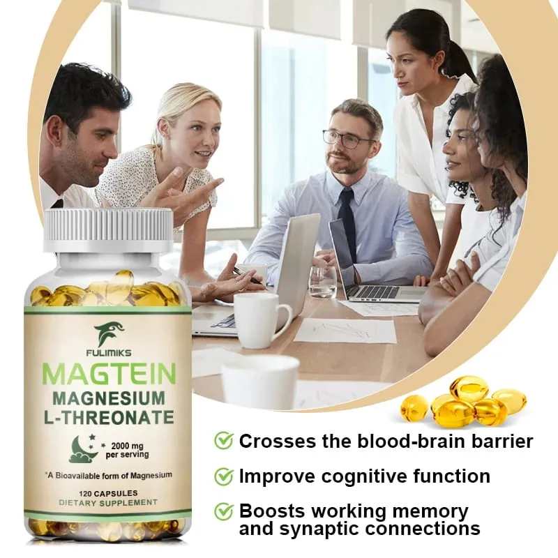Magnesium L-Threonate Supplement with Magtein Supports Short & Long-Term Memory Cognitive Health Focus Bone & Joint Health