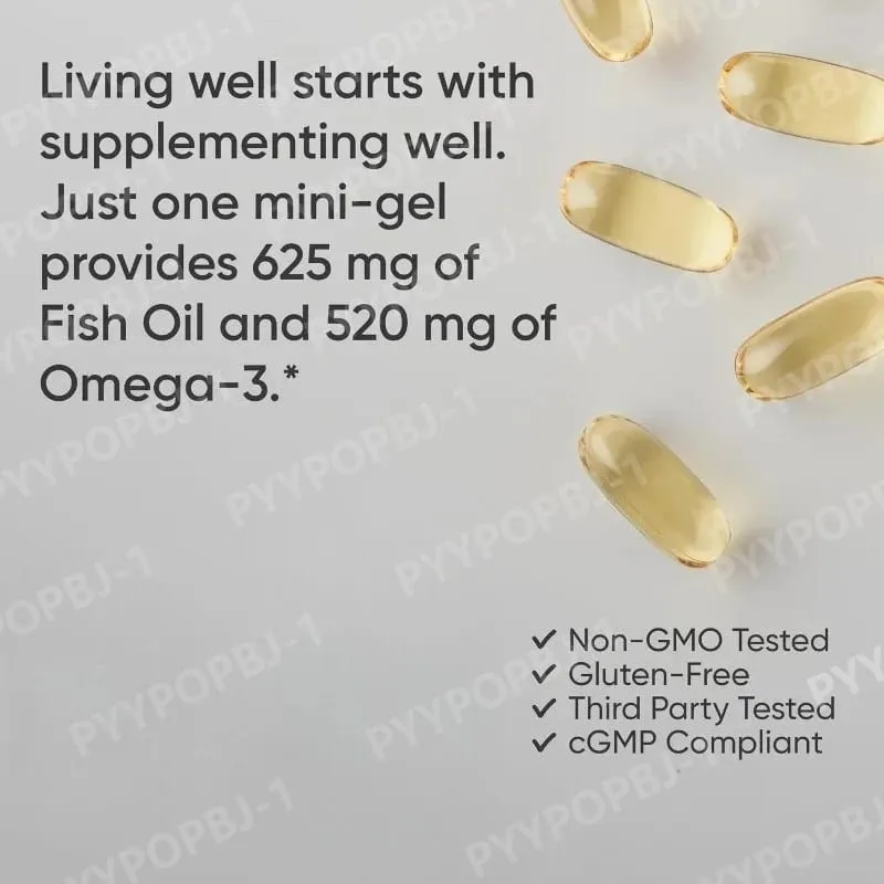 Omega-3 Fish Oil Softgels 90 Capsules Rich in High-purity Nutritional Supplement — 690mg EPA and 260mg DHA Daily Health Support