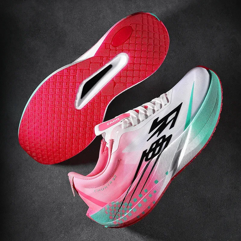 Zapatillas para correr Marathon para hombre, zapatillas deportivas especiales con tabla de carbono, transpirables, ligeras, cómodas zapatillas deportivas Chunta para mujer