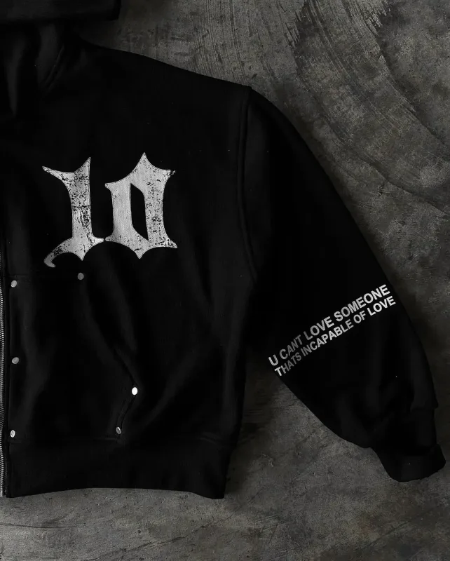 Black Gothic Zip Up Hoodies Retro Hip Hop Graphic Patchwork Hoodie Y2k Men Women Punk Patch Harajuku Jacket Clothing