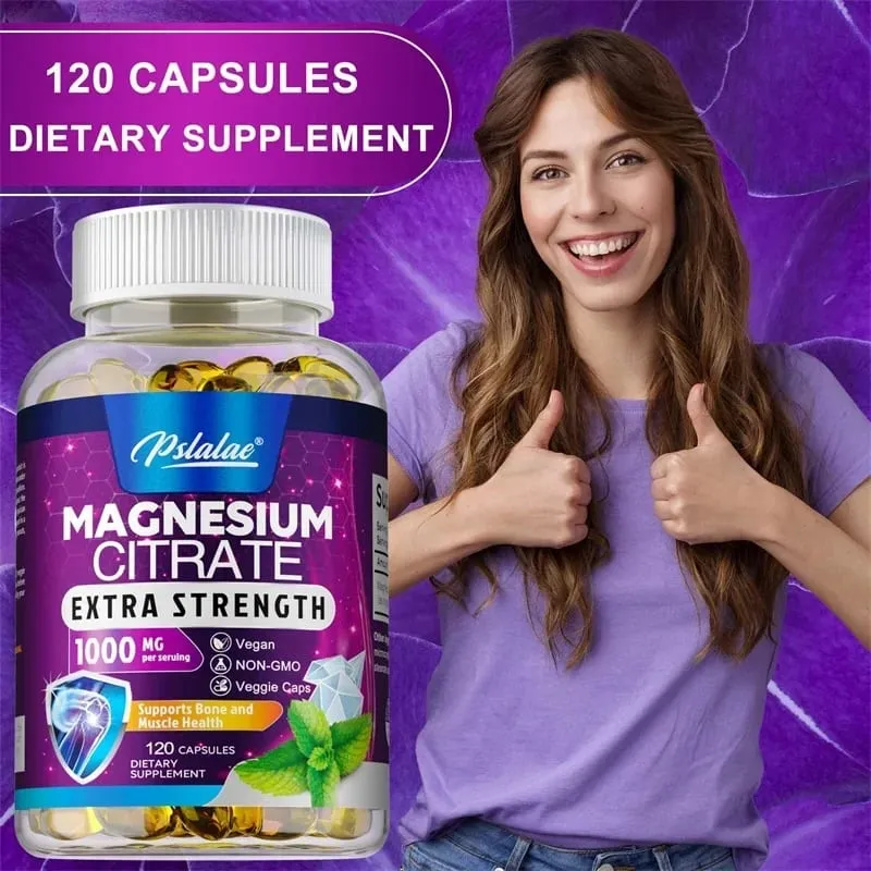 Magnesium Citrate Capsules - High Absorption Magnesium Citrate for Leg Spasms Muscle Bone and Heart Health