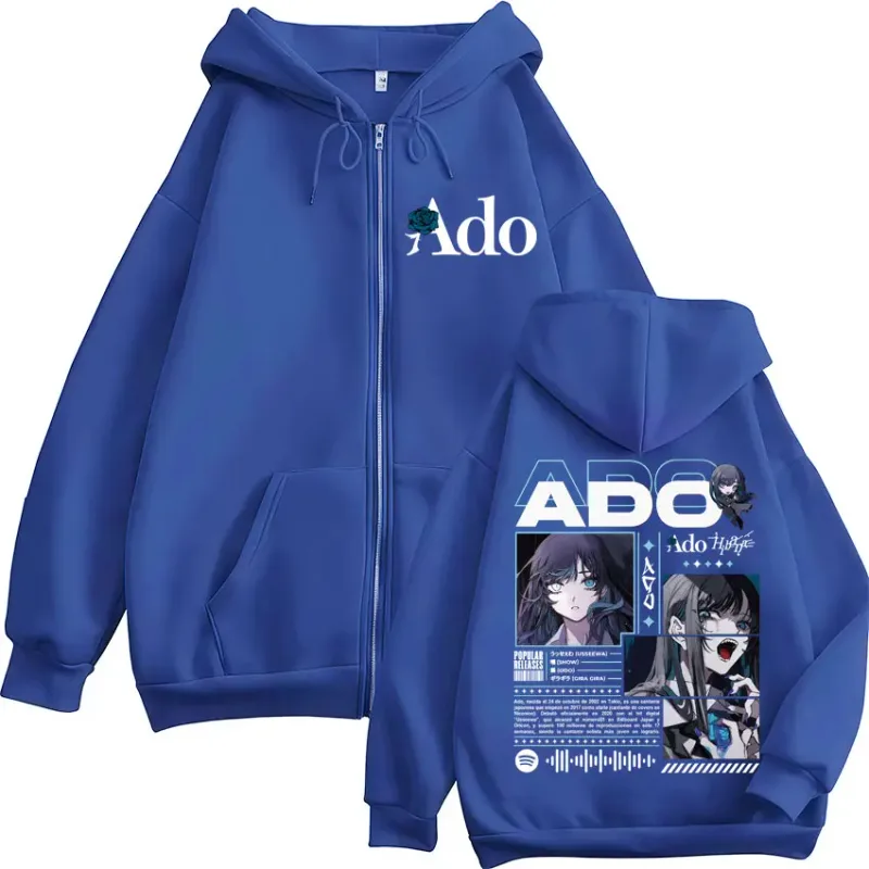 Ado World Tour 2025 Hibana Zipper Hoodies Panlalaking Babae Damit Fashion Harajuku Zip Up Sweatshirts Pullover Jacket Coat Streetwear