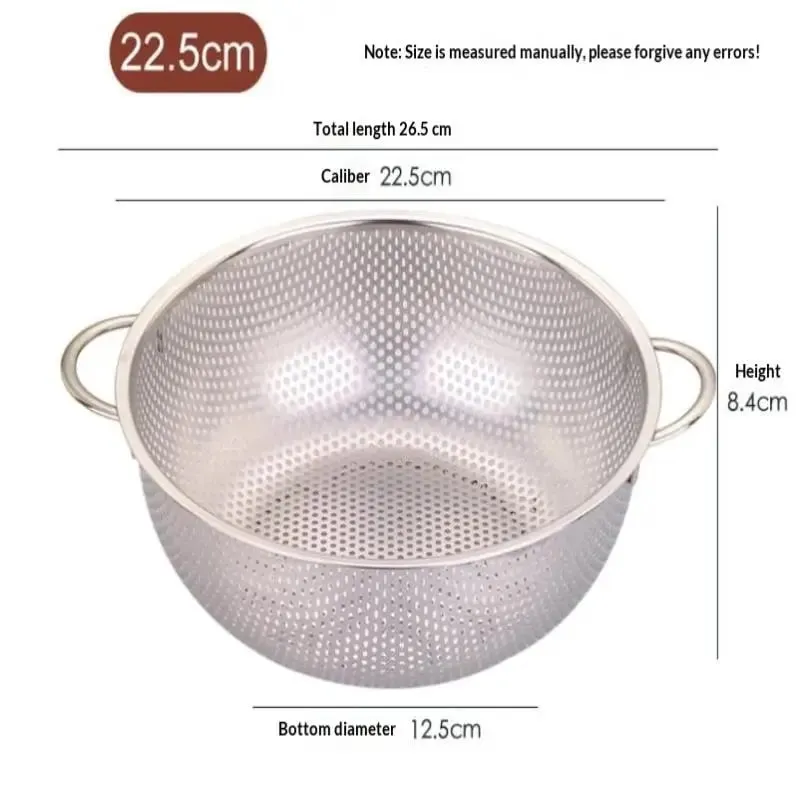 ♥Stainless Steel Kitchen Hole Dense Mesh Sifter Colander Strainer Sieve Baskets for Washing Fruits/Vegetables/Rice