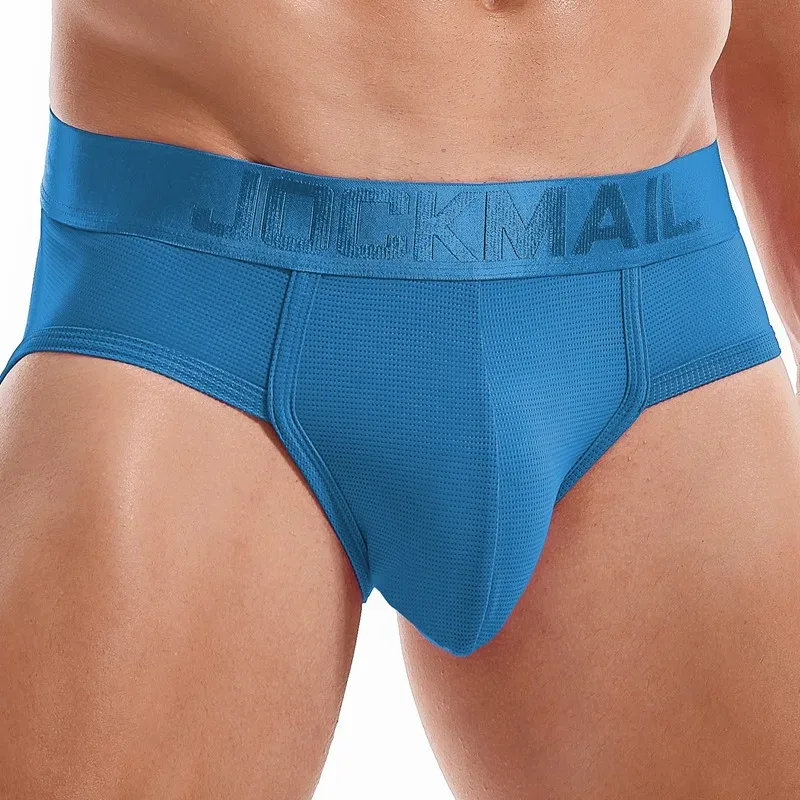 Jockmail Mens Underwear Briefs Mesh Breathable Sports Fitness Shorts Solid Color Sexy Low-rise Lingeries for Extreme Panties