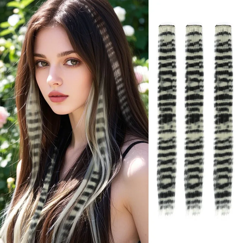 3 pçs/set clipe sintético em extensões de cabelo de penas 18 polegada colorido clipe no cabelo festa de halloween uso para meninas femininas