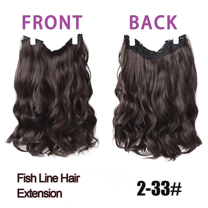Silike 180g Fish Line Synthetic Wavy Clips in One Piece Hair Extensions 24 inch 17 Colors Heat Resistant Hair Extension