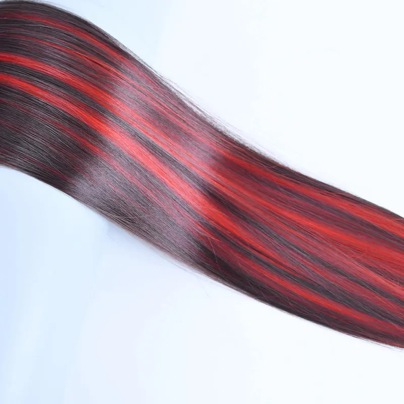 Jeedou Clip-in Hair Extension 5Clips One Piece Straight Synthetic Hairpiece Blue Brown Green Red Highlighted Piano Color