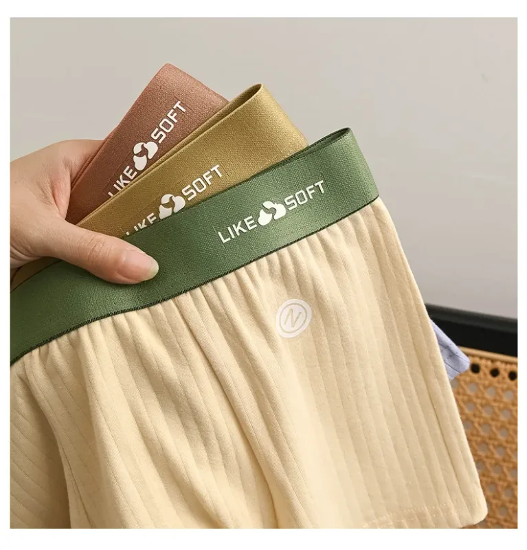 5Pcs Men Striped Boxer Briefs Soft Breathable Mid Waist Elastic Waistband Cotton Blend Men Underwear Shorts