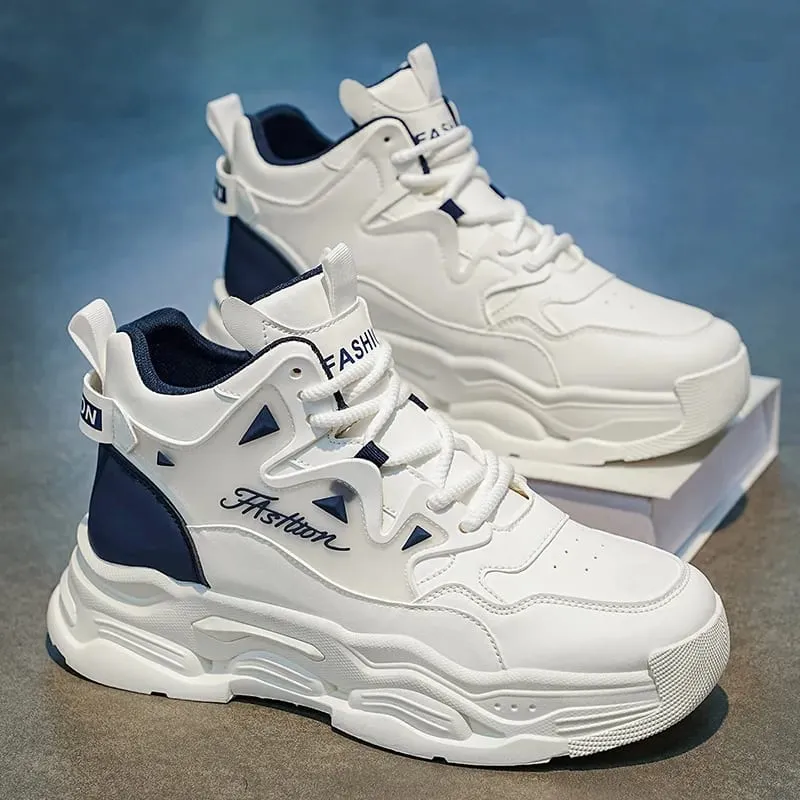 Men's shoes 2026 new leather waterproof casual men's sports shoes running height increasing outdoor dad shoes