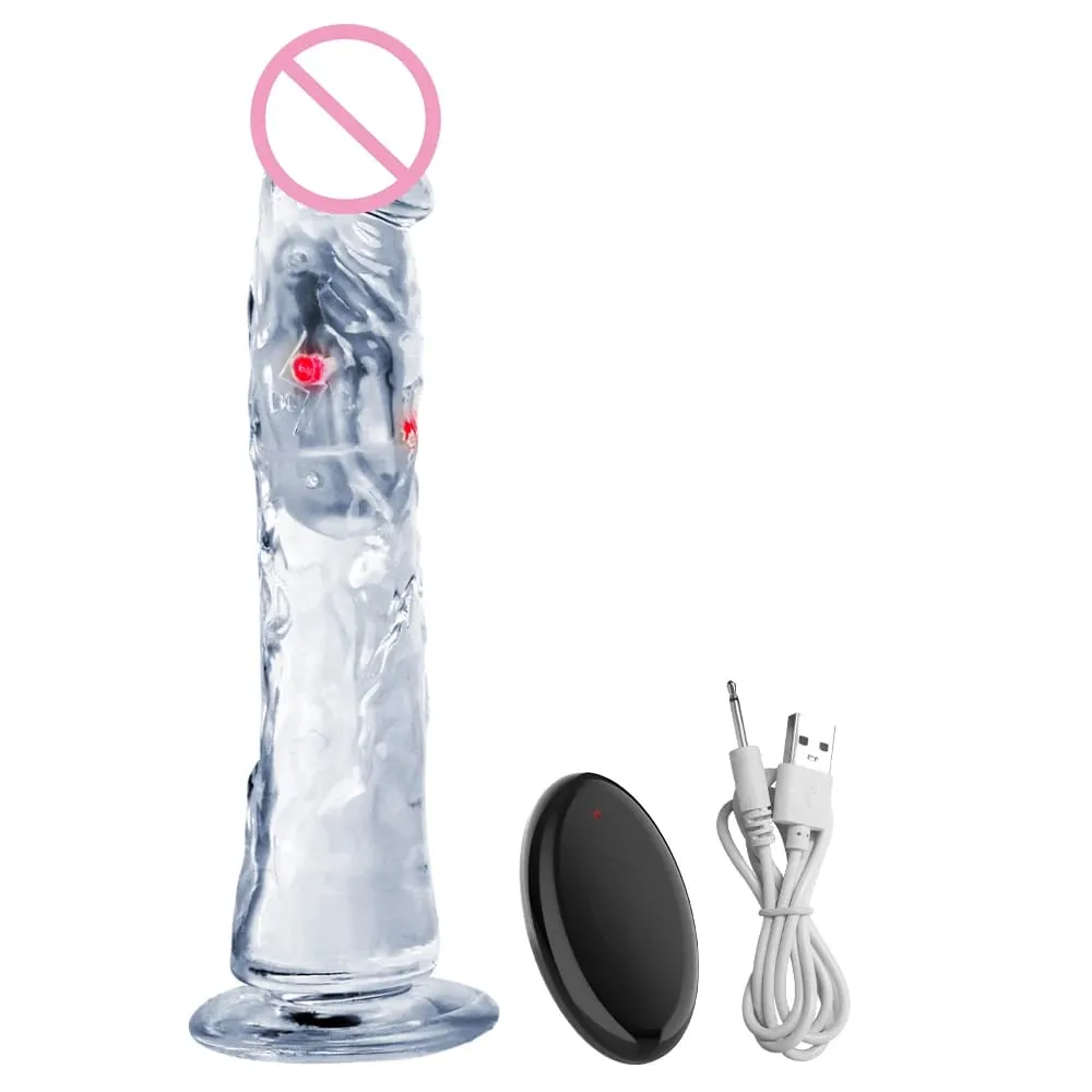 Remote Control Soft Realistic Dildo for Women G-spot Vibrator with LED Light Fake Penis Female Masturbation Sex Toy for Women