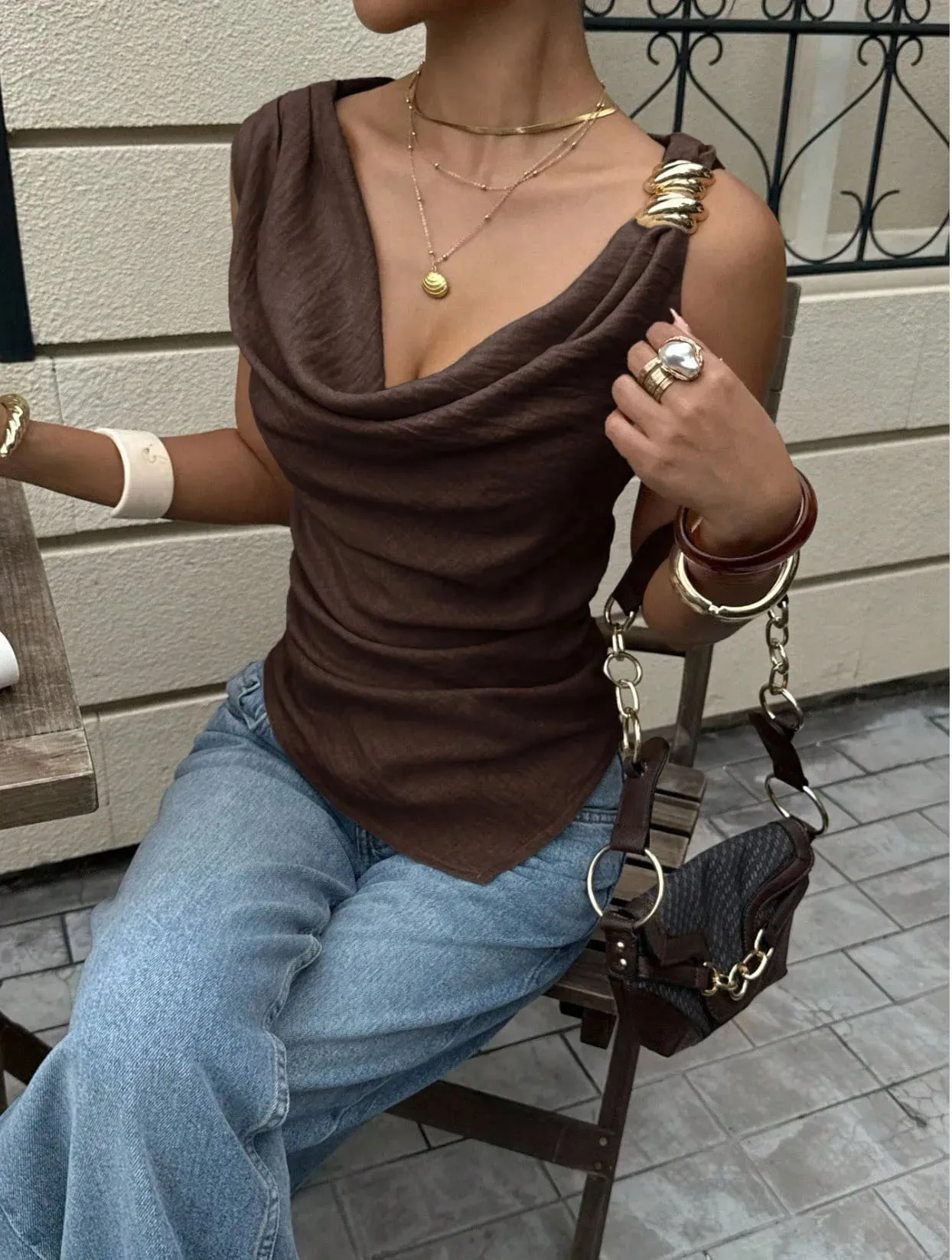2026 New Women's Summer Tank Top with Metallic Accents