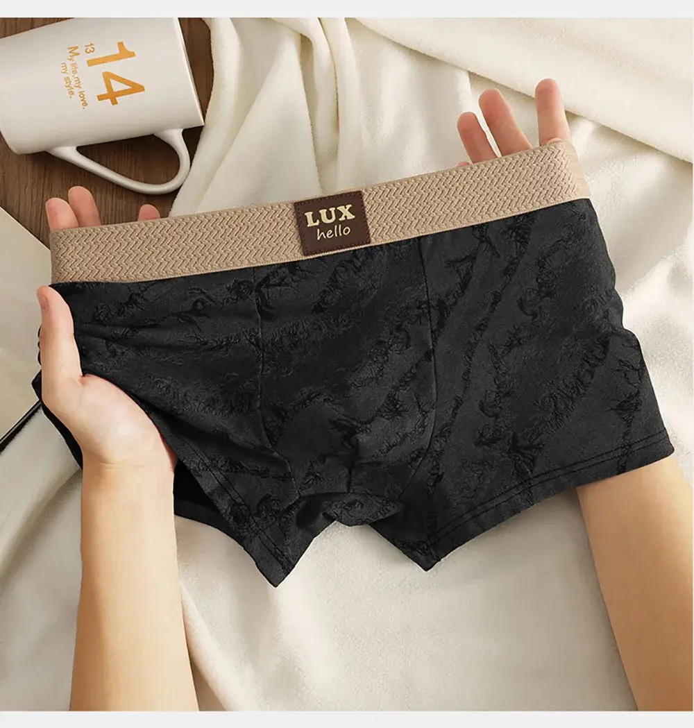 3 Buah/Bungkus 100% Katun Mewah Cetak Petinju Hombre 3D Mesh Bernapas Antibakteri Kantong Pakaian Dalam Nyaman Lembut Celana Dalam Pria