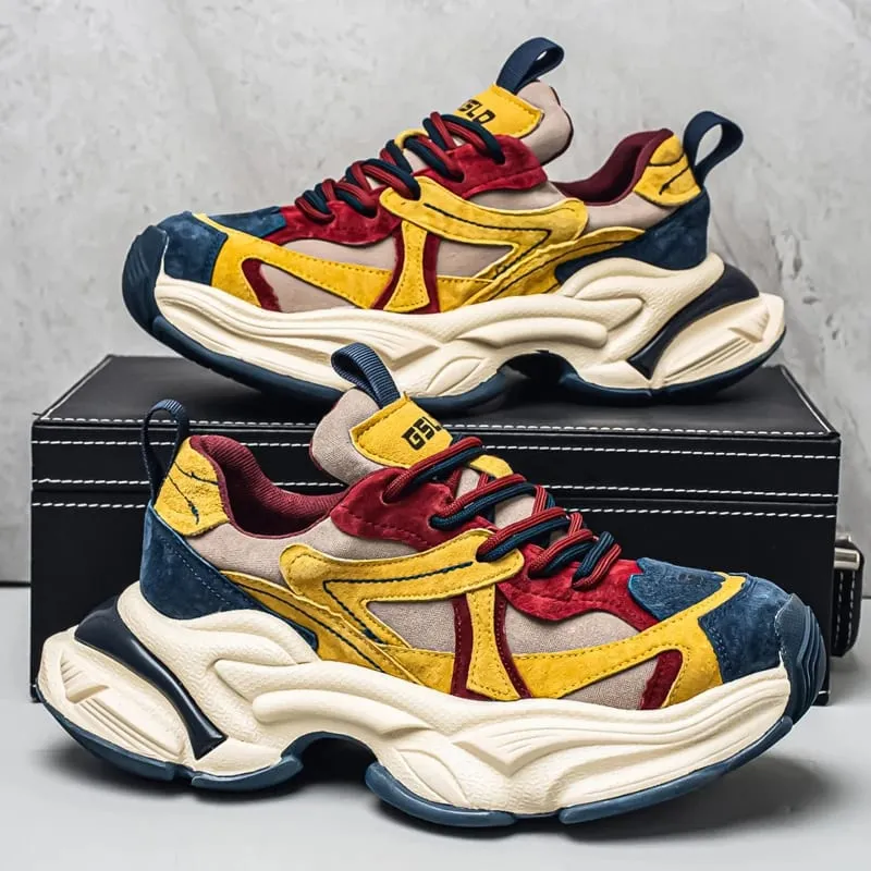 Lacing up Men's and Women's Couple Sport Shoes 2026 Thick Sole Luxury Design Casual Retro Dirty Casual Sneakers Breathable Upper