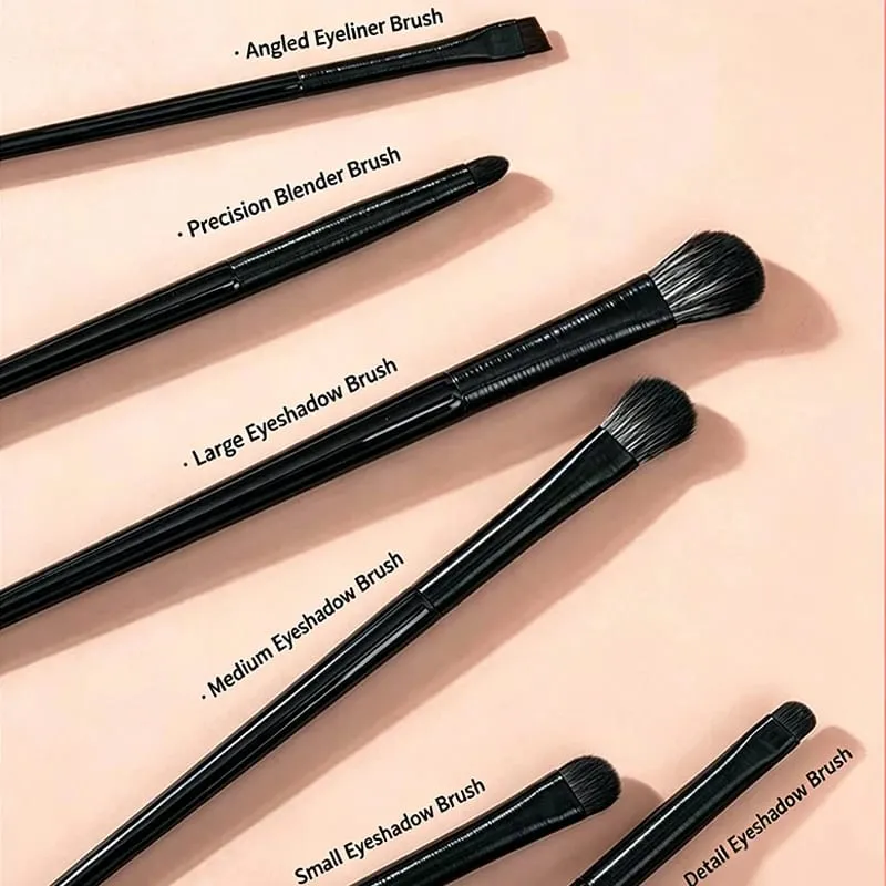 Eye Makeup Brush Set 6 Pcs Professional Blending Eyeshadow Makeup Brushes for Concealer Eyebrows Eyeliner Soft Hairs & Wood Ha