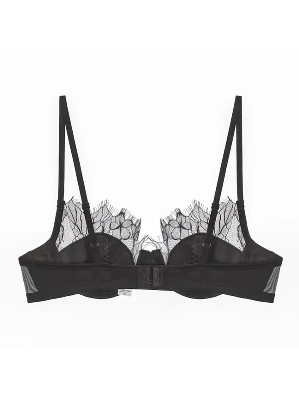 French Eyelash Lace Sexy Hollow Underwear Women's Soft Steel Rim Thin Gather Up Support Women's Bra Bra Set s-xl