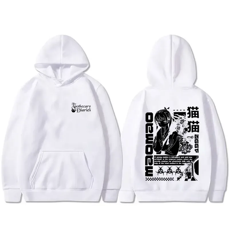 Sweat-shirt à capuche pour hommes et femmes, pull surdimensionné, décontracté, humoristique, Kawaii, mignon, graphique Maomao, Anime The Apothecary Diaries