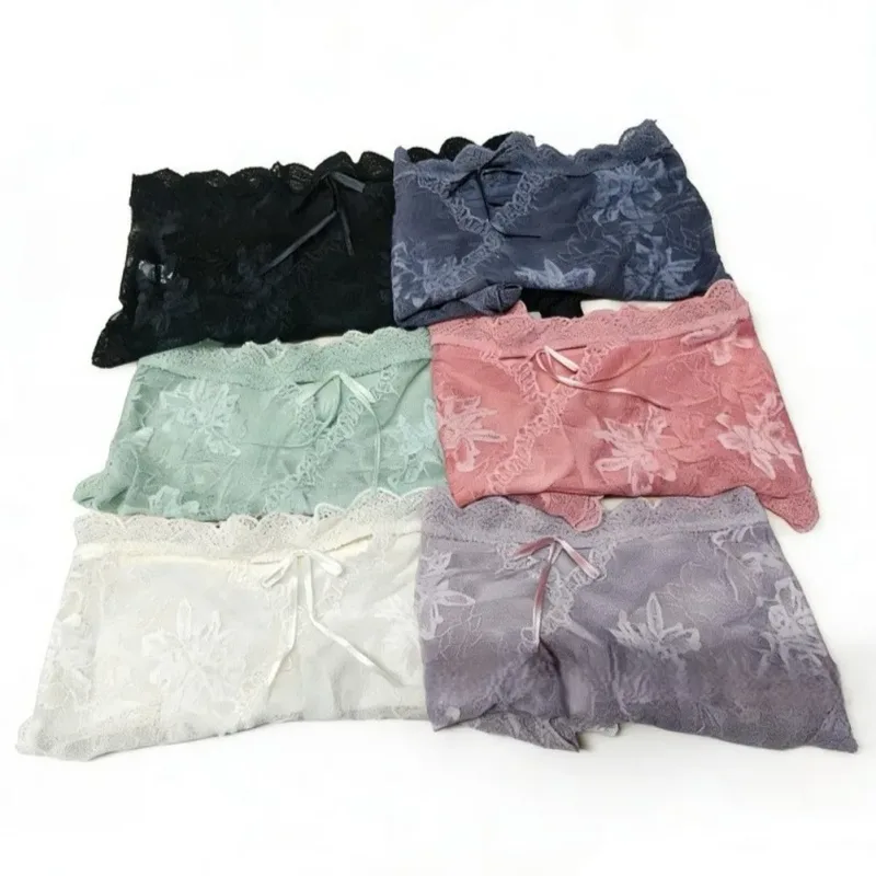 Men Satin Embroidery Floral Lace IceSilk Briefs Underwear 3D Bulge Pouch Panties Erotic Bottom Male Lingerie Tanga