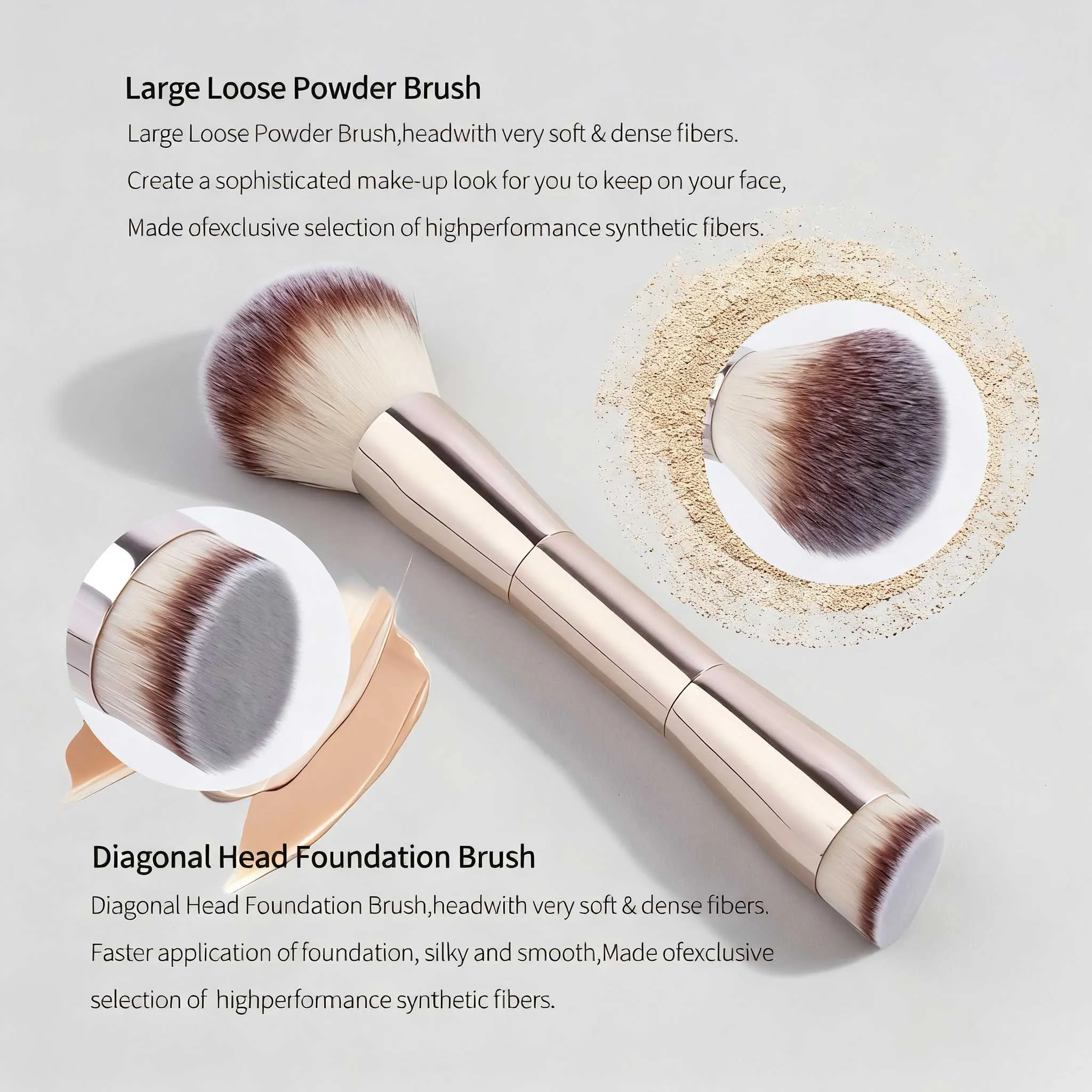 20-Piece Professional Makeup Brushes Set Metal Handle Wand With Velvet Pouch Soft Foundation Eyeshadow Eyebrow Blending Hi
