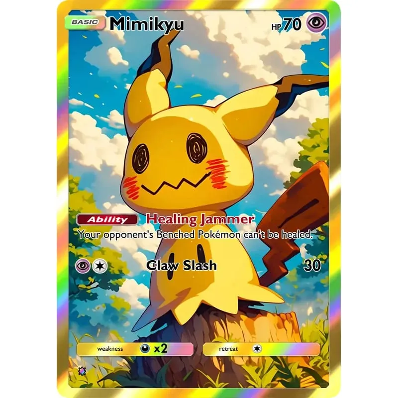 5Pcs Mixed Trading Cards Set Lugia Mew Ho-Oh Latias Latios Mimikyu Full Art Holographic Collectible Game Cards Gift