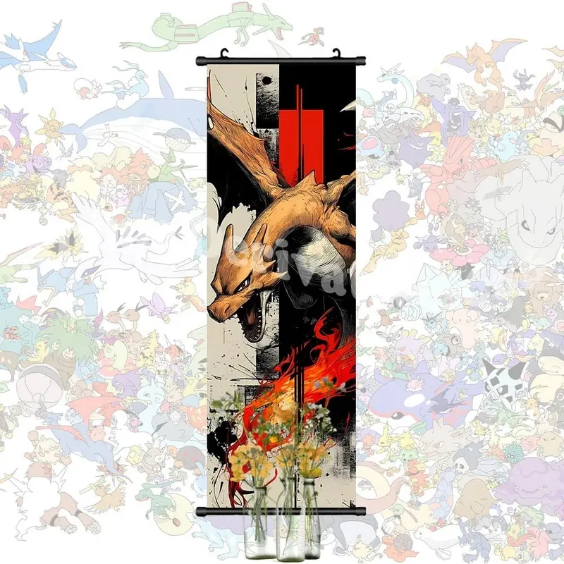 Έντυπη αφίσα Anime Έργα τέχνης τοίχου Gengar Εικόνες Charizard Ζωγραφική Καμβάς Pikachu Κρεμαστά ειλητάρια Διακόσμηση δωματίου στο σπίτι