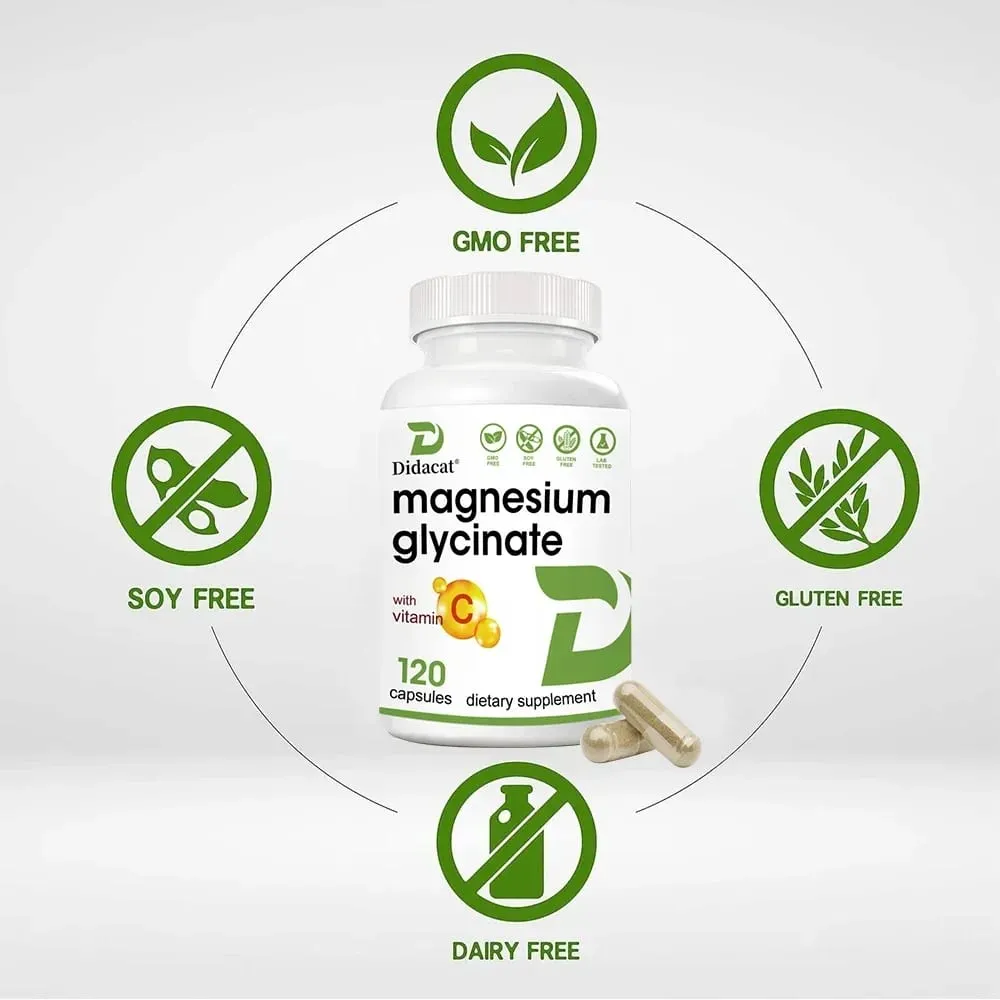 Magnesiumglycinat 1000 mg 120 vegetarische Kapseln – hochreines Spurenelement für die Gesundheit von Muskeln, Gelenken, Herz und Verdauung