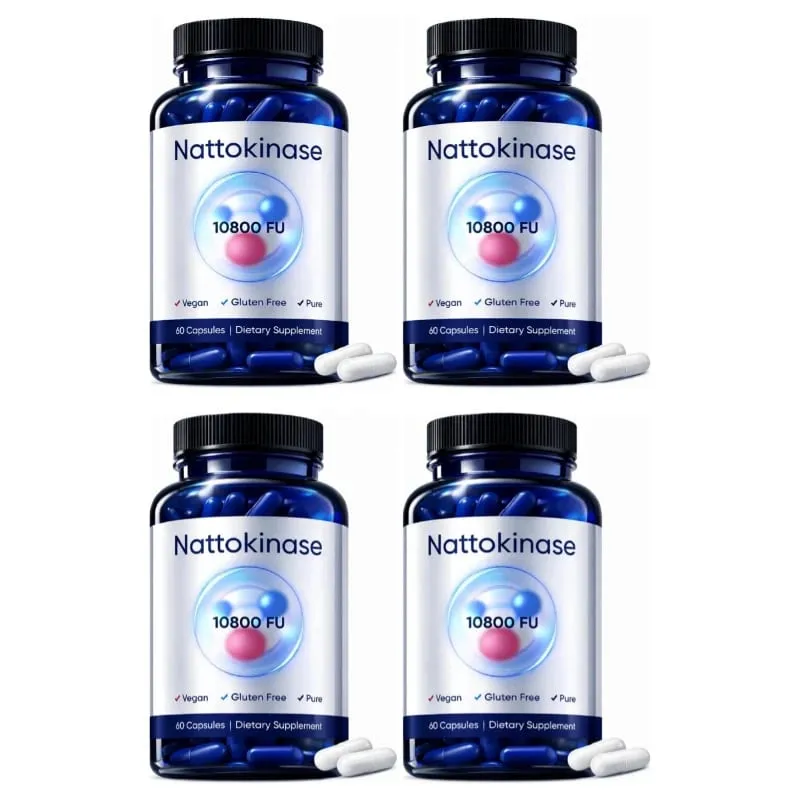 Nattokinase 10800 FU 540mg Fibrinolytic Enzyme Supplement Vegan Non GMO Gluten Free Dietary Supplement 60 Capsules Daily Support