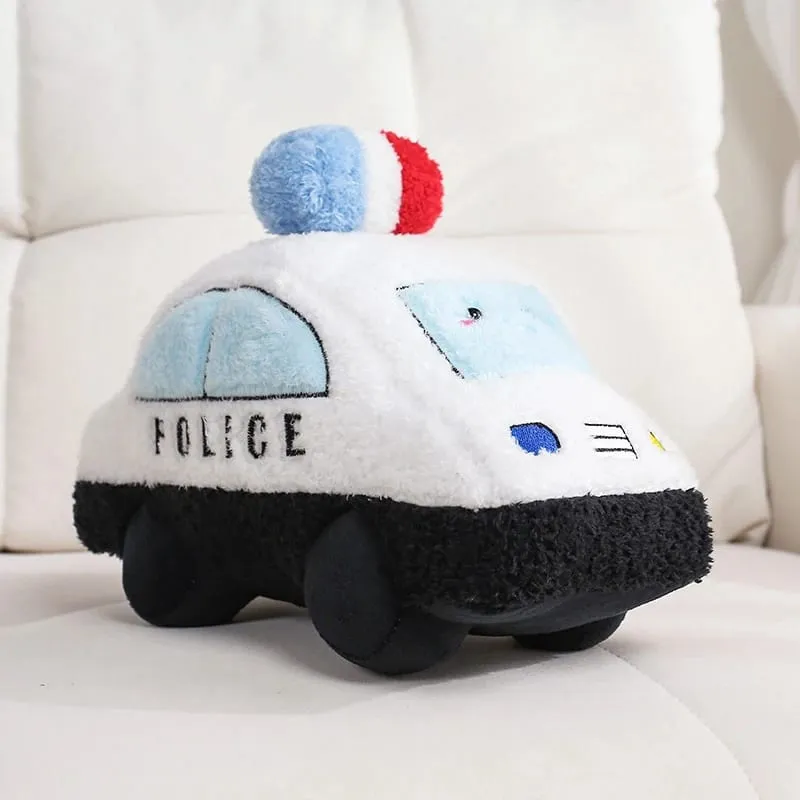 Cute Cartoon Fire Truck Ambulance Taxi Train Plush Pillow Stuffed Soft Plush Toys Funny Police Cars Tanks Planes Plushie Doll
