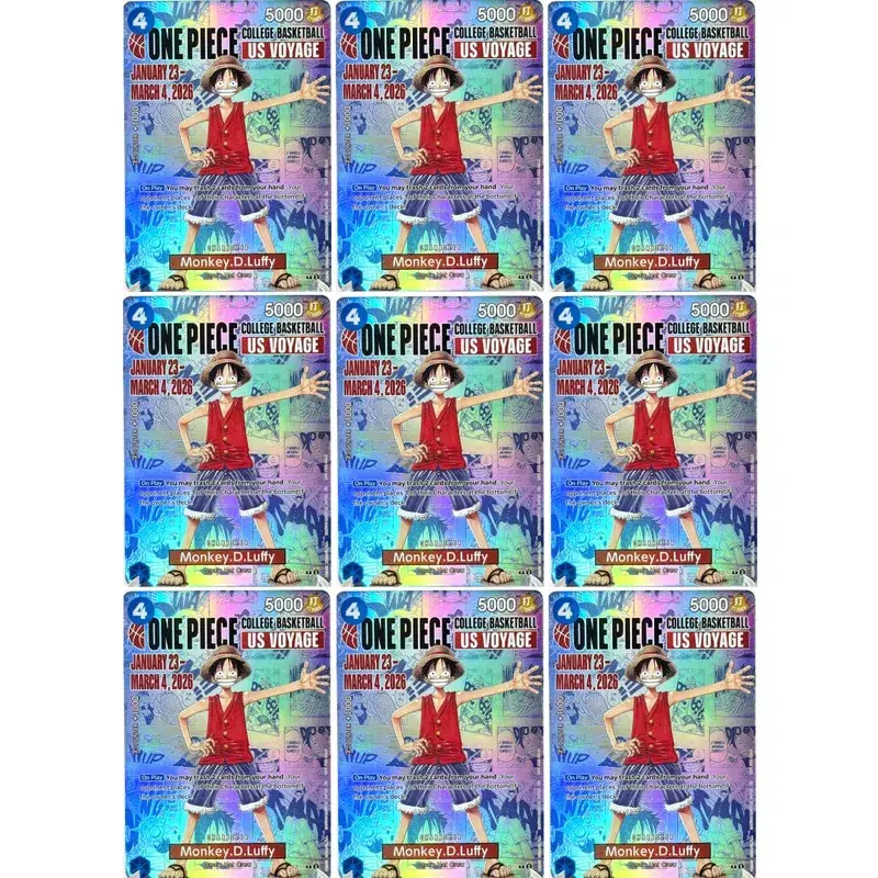 One Piece US College Basketball Luffy Promo Card Straw Hat Crew Anime Collectibles Replica High Quality Cards Foil Texture Card
