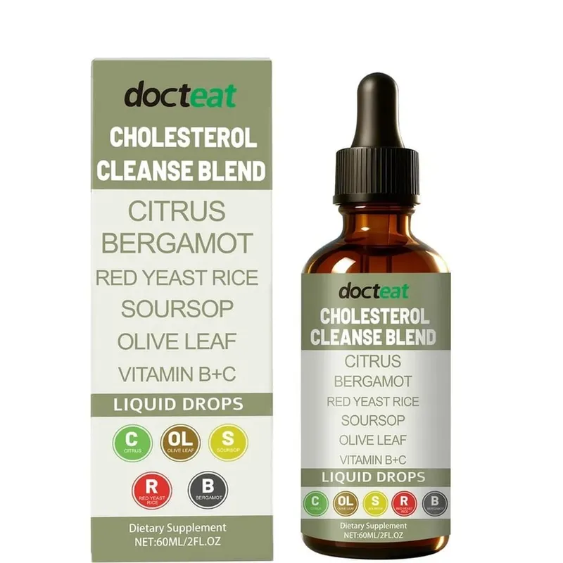 Docteat Cholesterol Cleanse Blend Liquid Drops Citrus Bergamot Supports Metabolic Balance with Vitamin C and B2 Dropper 60 ML