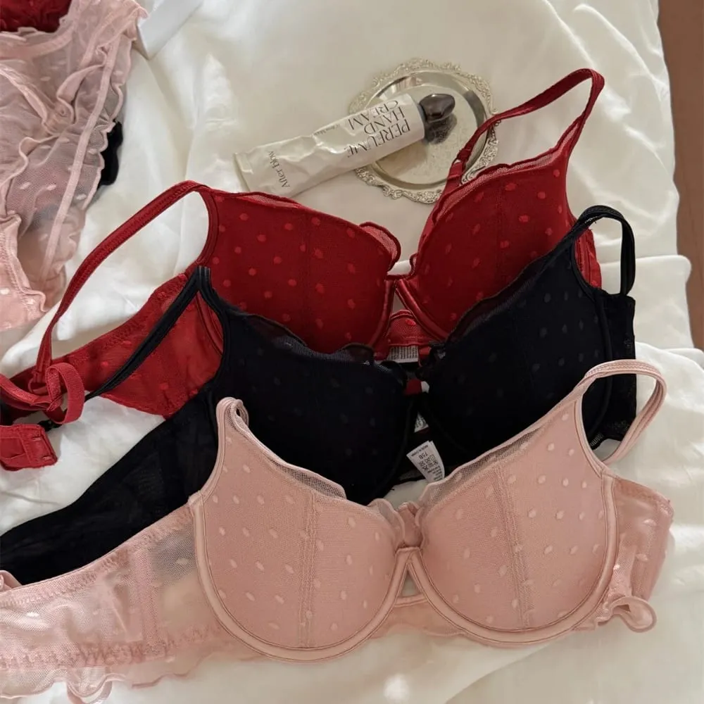 French Thin Cup Women Underwear Sexy Lace Embroidery Bra Set Summer Romantic 4 Color Lingerie Breathable Hollow Push Up Bras — image 6