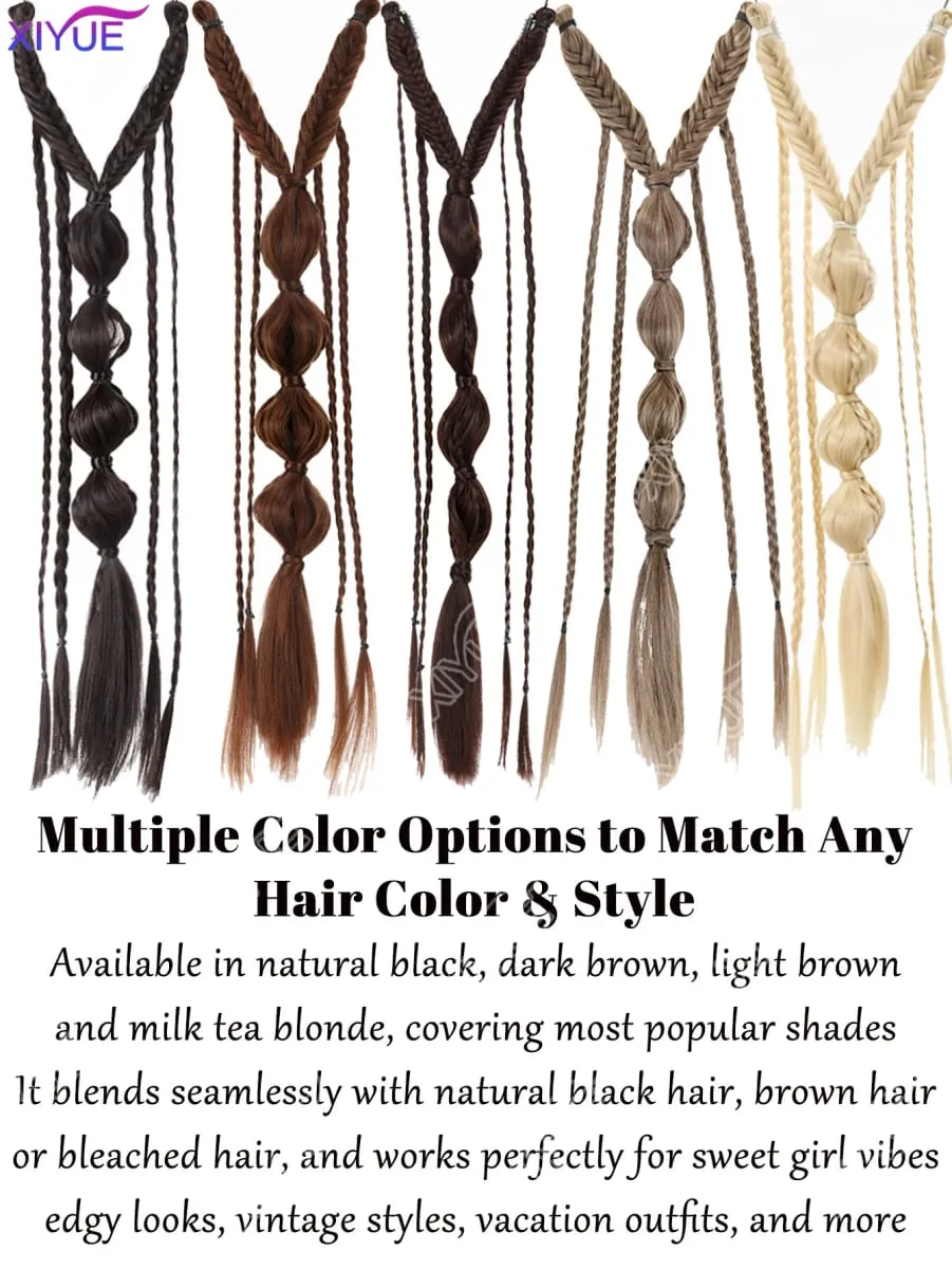 X Bohemia Clip in Hair Extensions 24 Inches Fairy Hair Wig Hairpieces Synthetic Handmade Synthetic Weaving Hair Extensions Girls