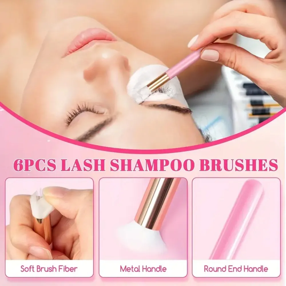 60ml Refillable Leakproof Empty Foam Mousse Pump Bottles Lash Extension Cleansing Kit Soft Brush 250ml Rinse Bottle Beauty Tools