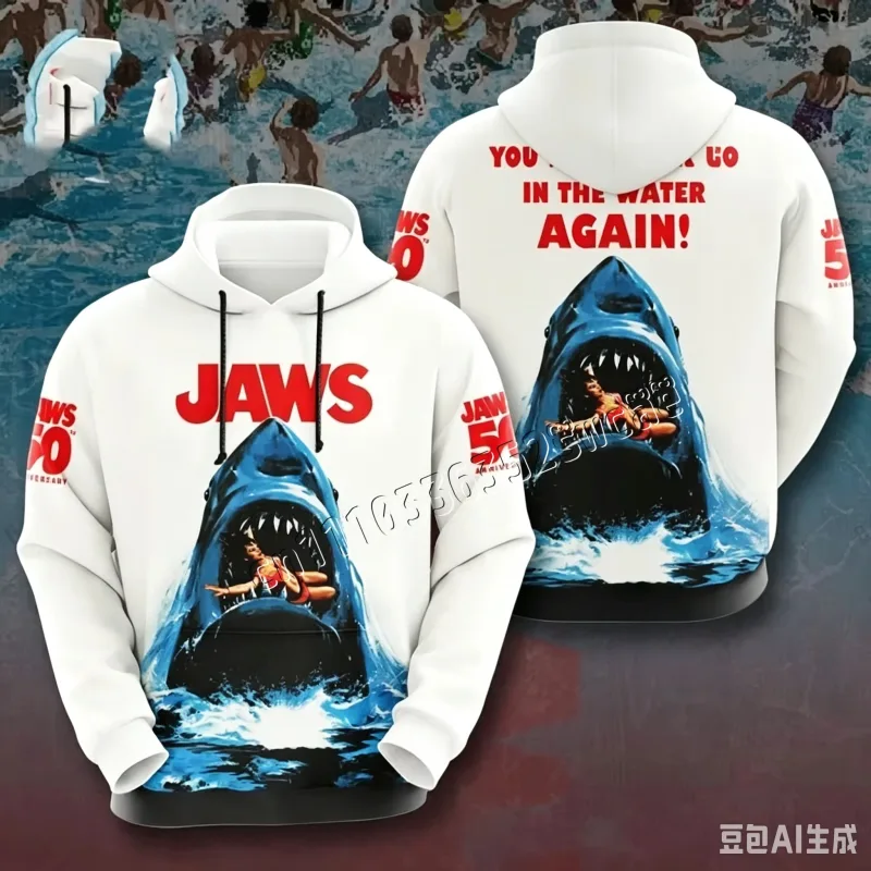 2026/27 Men Hoodies Jaws Horror Film Hoodie Men Women Fashion Hoodies Casual Hoodie Sweatshirt Shark Coat Sudadera Men Clothing