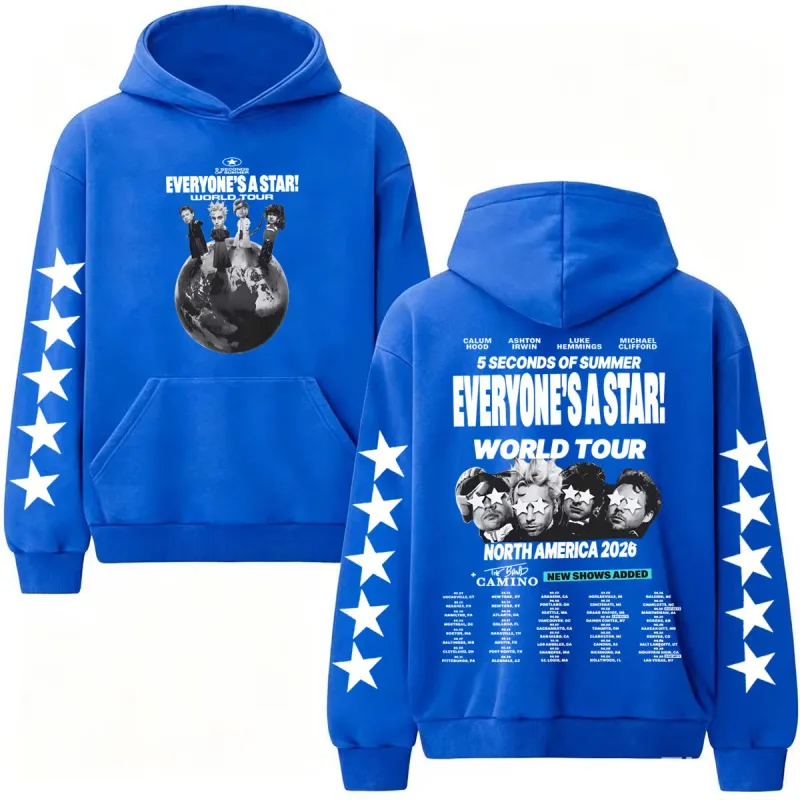 5 Seconds of Summer Everyones A Star World Tour Hoodies Men Women Harajuku Hip Hop Street Sweatshirts High Quality Casual Hooded