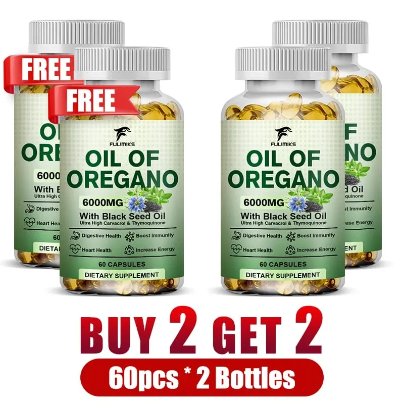 Buy 2 Get 2 Free! Oil of Oregano Supplement Immune Support Digestive Health Light Beige Improve Overall Wellness & Vitality