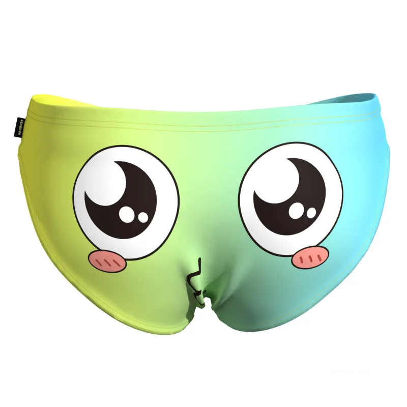 Men's Low Waist Briefs Breathable Gradual Cartoon Print Underwear Sexy Triangle Pants for Men