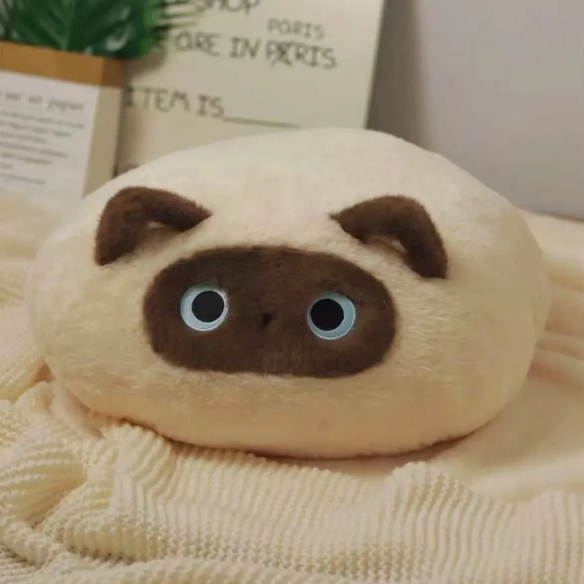 Cute Cat Plush Cushion Pillow Stuffed Plushie Soft Sofa Seat Chair Back Doll Office Dorm Bedroom Gift for Kids Girls