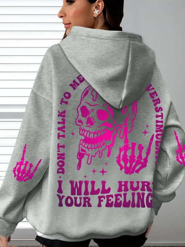 Halloween Hoodie with Skeleton Print Casual Long Sleeves and Pockets Women Men Everyday Wear Hooded Halloweenn Hoodies