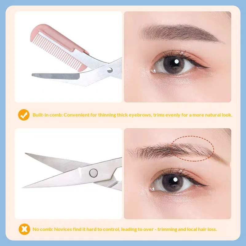 Eyebrow Grooming Set With Comb Eyebrow Scissors Curved Safety Eyebrow Razor Professional Makeup Trimming Tools for Beginners