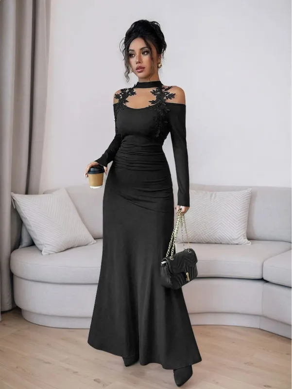 Fashion Dresses for Women Slim Long Sleeve Halter Women Dress Package Hip Long Dress Women Vestidos De Verano Mujer