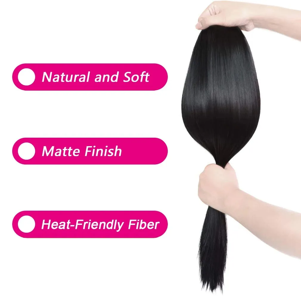 #1B Halo Extensions Human Hair With Clips Natural Black Clip In Hair Extensions Invisible Wire Hair Human Hair Extensions 26In