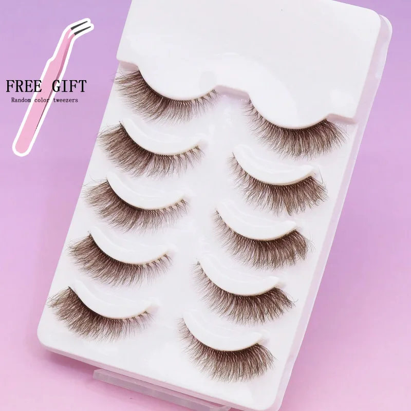 5 Ζεύγη βλεφαρίδων Cat Eye Faux Βλεφαρίδες Βιζόν Βλεφαρίδες με φτερωτό τέλος μακριές βλεφαρίδες Φυσικές μακριές βλεφαρίδες Manga Ψεύτικες βλεφαρίδες Μακιγιάζ